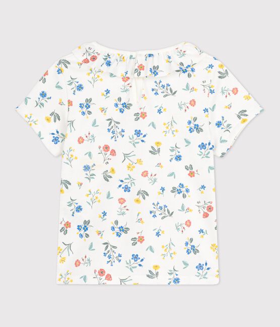 T-shirt manches courtes en coton enfant fille blanc MARSHMALLOW/blanc MULTICO