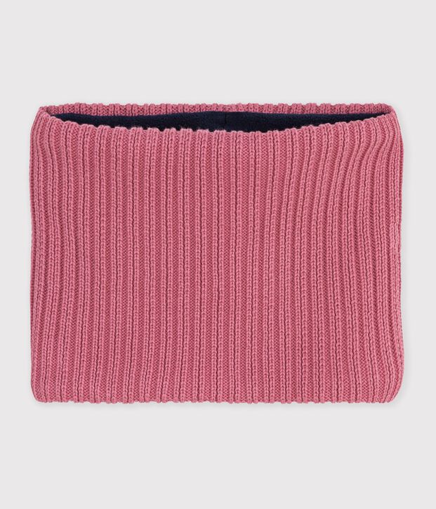 Snood enfant en tricot uni doubl&eacute; polaire rose