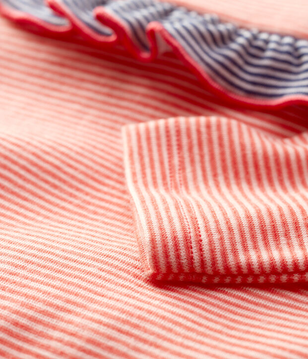 Blouse van wol en katoen baby oranje/wit