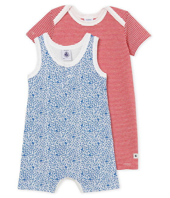 Duo van korte playsuits uit ribstof voor jongens variante 1