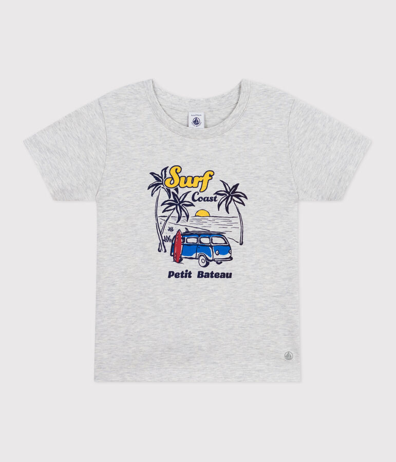 Katoenen T-shirt met korte mouwen en print voor kinderen grijs