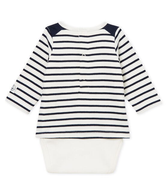 Body tee-shirt rayé bébé garçon blanc MARSHMALLOW/bleu SMOKING