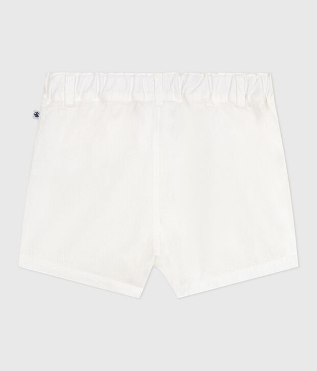 Seersucker short met strepen voor baby's wit