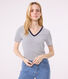 Tee-shirt l'Iconique col V en coton rayé femme