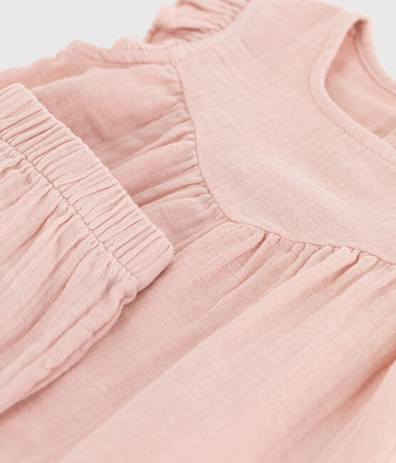 Ensemble bébé en gaze de coton unie rose SALINE