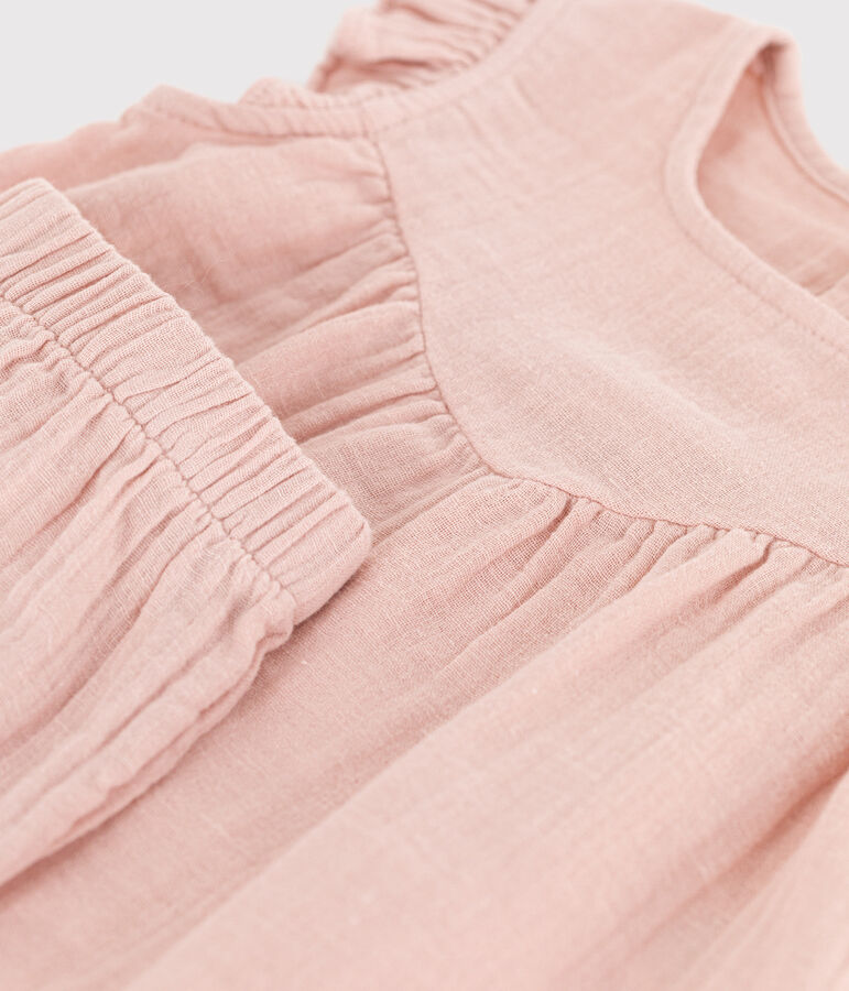 Babysetje van effen luchtig katoen roze SALINE