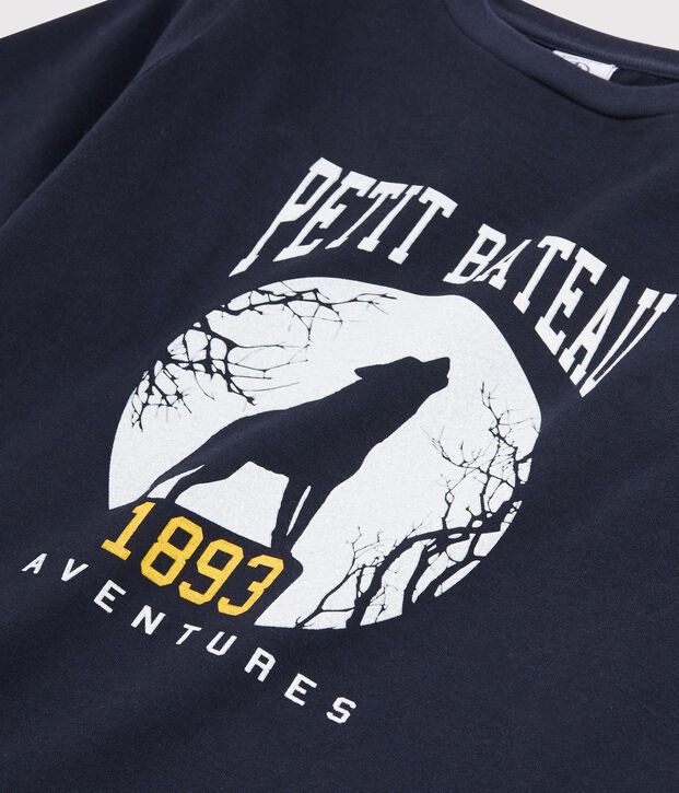 Tee-shirt s&eacute;rigraphi&eacute; enfant gar&ccedil;on bleu marine