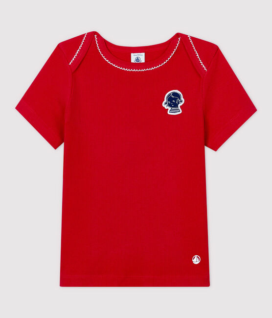 Tee-shirt manches courtes en coton enfant fille rouge TERKUIT
