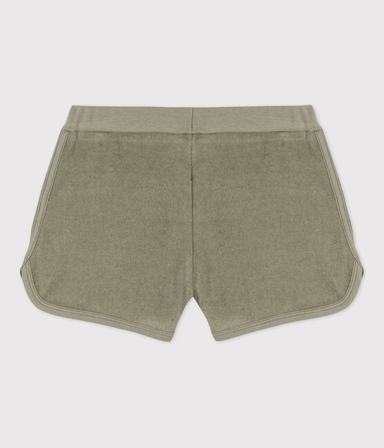 Meisjesshort in bouclébadstof groen MARECAGE