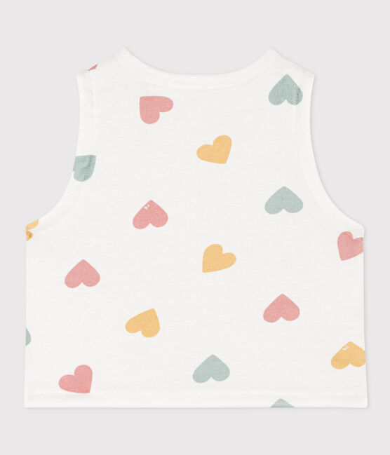 Gilet sans manche bébé coeurs reversible en coton blanc MARSHMALLOW/blanc MULTICO