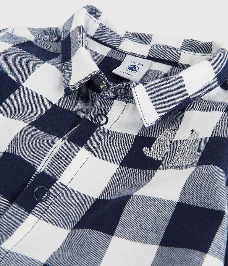 Chemise en coton b&eacute;b&eacute; bleu/blanc