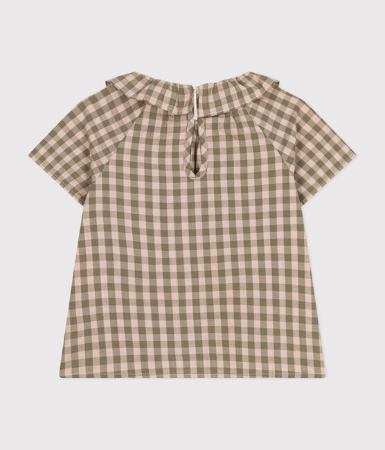 eersuckerGestreepte blouse met korte mouwen in seersucker voor baby's MARECAGE/ SALINE