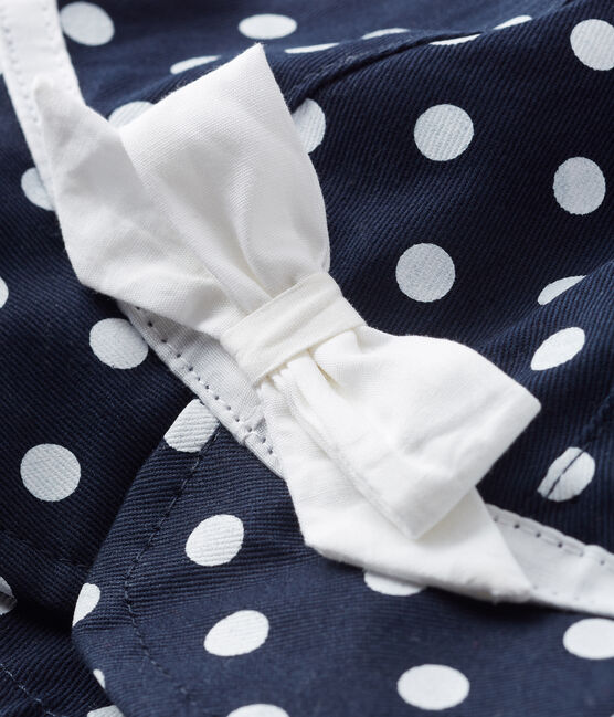 Zonnehoed met stippen voor baby meisje blauw SMOKING/wit MARSHMALLOW