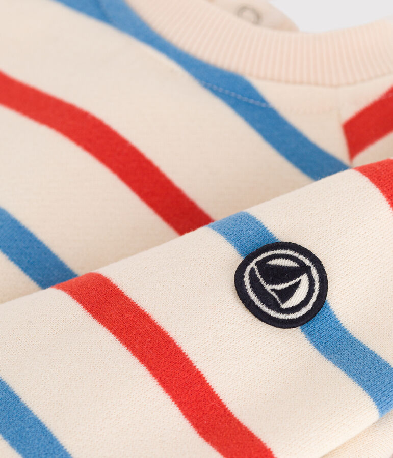 Katoenen babysweater met tweekleurige strepenprint in matrozenstijl ecru/multicouleur