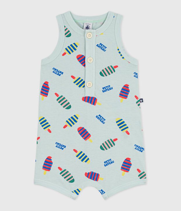 Kort babypakje van katoen met ijsjesprint blauw/multicouleur