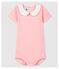 Body col claudine en coton bébé fille rose GRETEL/blanc MARSHMALLOW