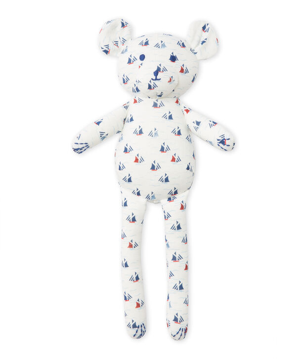Knuffelbeer met dessin voor babyjongens wit/multicouleur