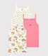 Set van 3 katoenen meisjesshirts met schouderbandjes en panterprint