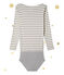 Damesbody met lange mouwen. Petit bateau x Marie-Agnès Gillot beige COQUILLE/grijs SUBWAY