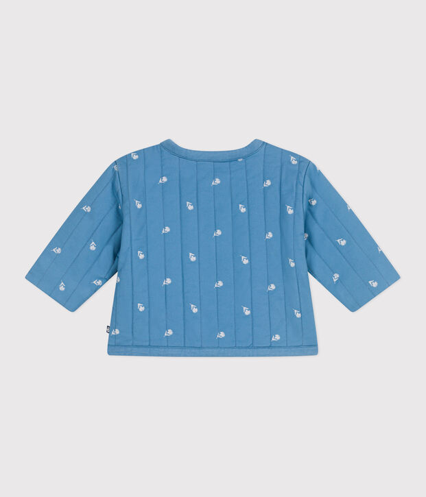 Veste b&eacute;b&eacute; en coton matelass&eacute;e, imprim&eacute; petites fleurs bleu/blanc