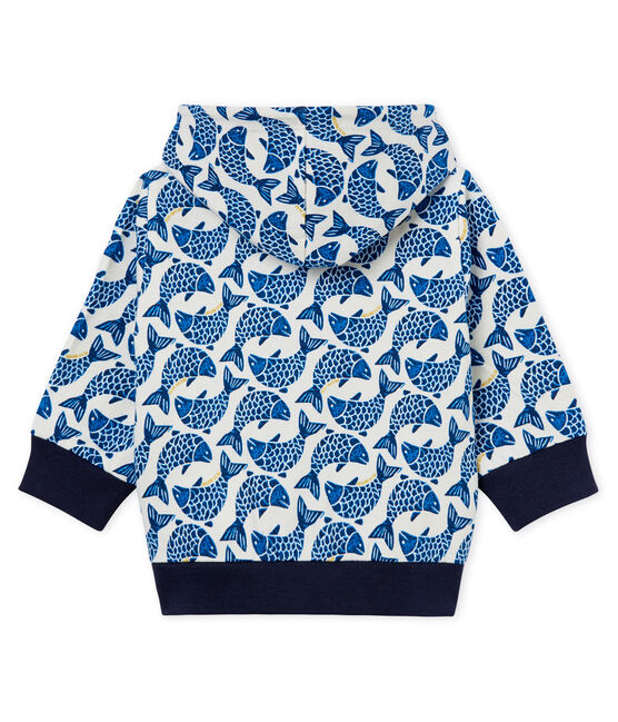 Hoodie met rits in bedrukte jersey voor babyjongens wit MARSHMALLOW/wit MULTICO
