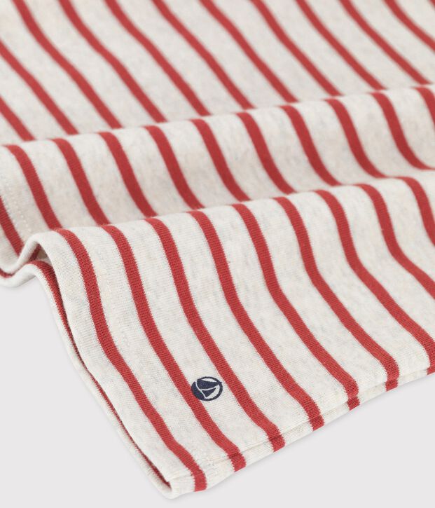 T-shirt van biokatoen met korte mouwen en streepjes voor baby's. beige/bruin