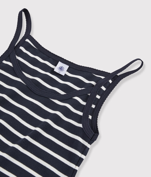 Gestreept damesnachthemd blauw/wit