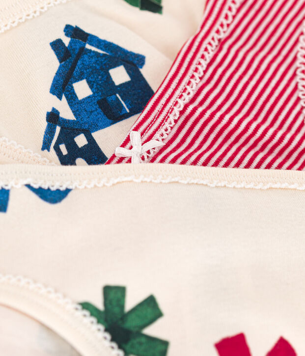 Set van 3 katoenen meisjesslips kerstmis multicouleur