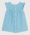 Mouwloos babyjurkje van effen katoen blauw AQUATIC