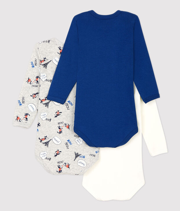 Lot de 3 bodies manches longues en coton biologique multicouleur