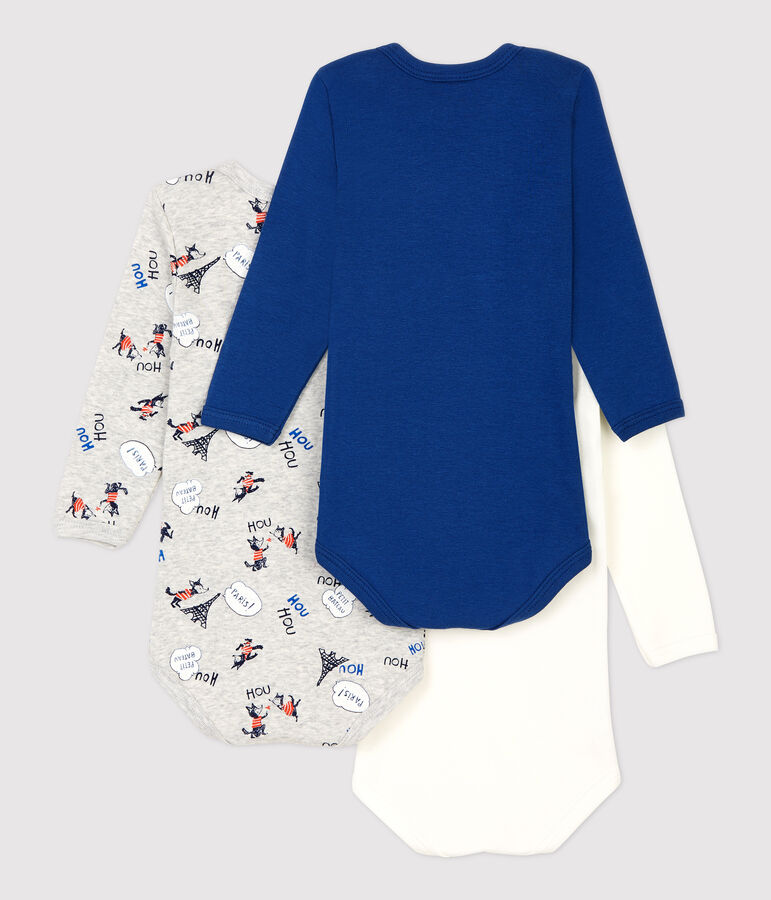 Lot de 3 bodies manches longues en coton biologique multicouleur