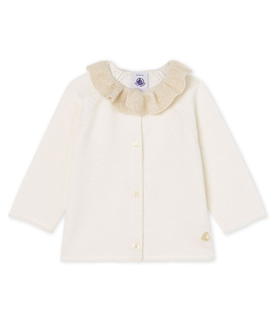 Cardigan bébé fille en tricot laine et coton blanc MARSHMALLOW