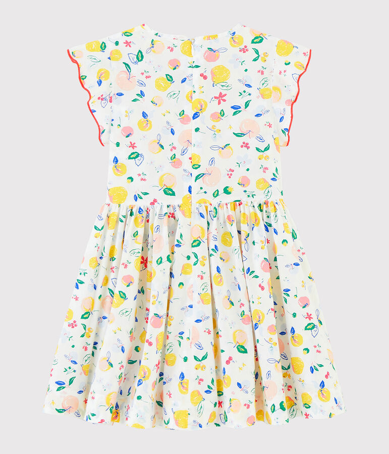 Robe manches courtes en popeline enfant fille blanc/multicouleur