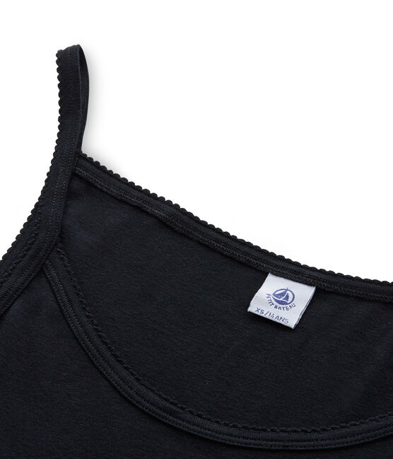 Chemise à bretelles femme coton/laine/soie zwart NOIR