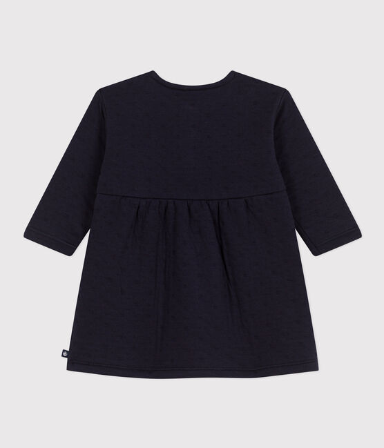 Jurk met lange mouwen in doorgestikte tubic met print voor baby's blauw SMOKING