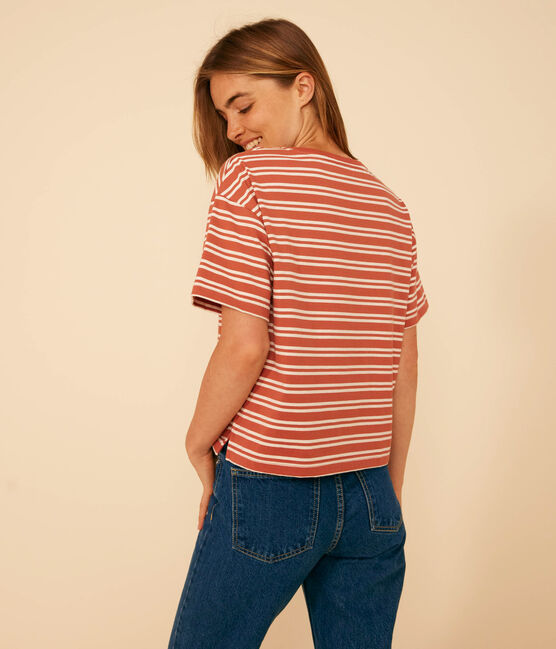 LE BOXY, gestreept T-shirt voor dames in katoen  FAMEUX/ AVALANCHE