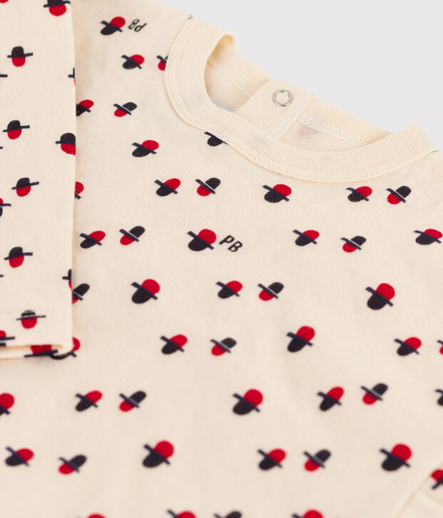 Tee-shirt manches longues b&eacute;b&eacute; imprim&eacute; en tubique &eacute;cru/multicouleur