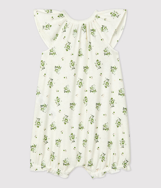 Combicourt bébé imprimé végétal en lin et coton blanc MARSHMALLOW/blanc MULTICO