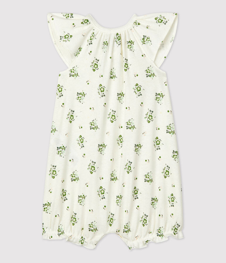 Combicourt b&eacute;b&eacute; imprim&eacute; v&eacute;g&eacute;tal en lin et coton blanc/multicouleur