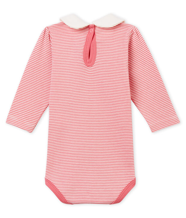 Body met claudinekraagje en milleraies strepen voor babymeisjes roze/wit