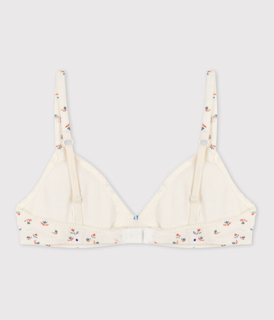 Soutien-gorge paddé fleur fille en coton et élasthanne blanc MARSHMALLOW/blanc MULTICO