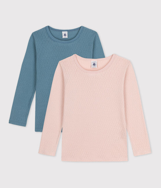 Tee-shirts manches longues petite fille en coton ajouré variante 1