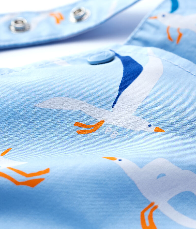 Korte tuinbroek van keperstof voor jongens blauw/multicouleur