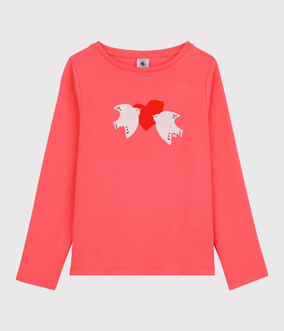 Tee-shirt manches longues en coton enfant fille orange PEACHY
