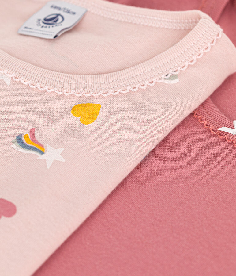 Setje met 2 katoenen T-shirts met lange mouw en hartmotiefje voor kinderen variante 1