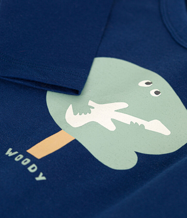 T-shirt met lange mouw van dunne jersey voor jongens blauw MEDIEVAL