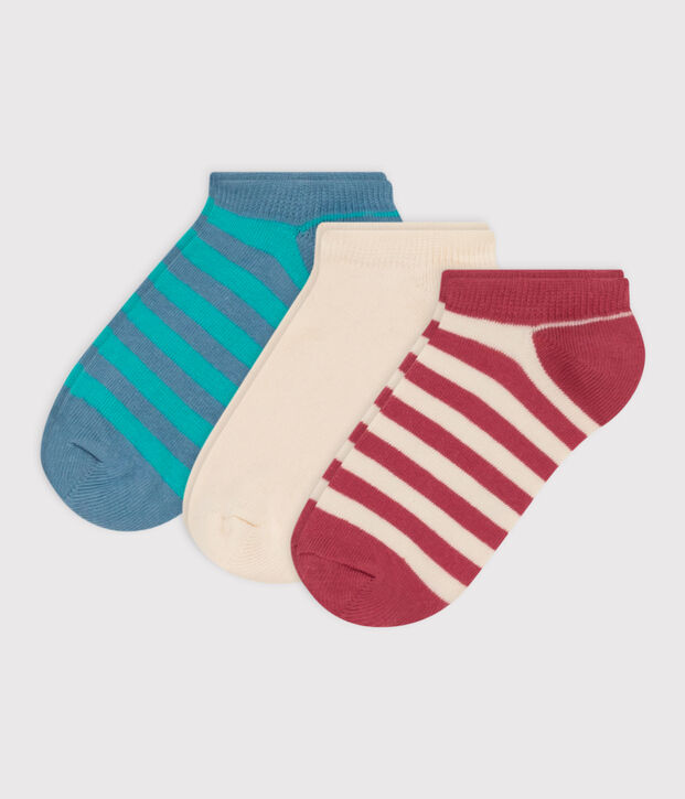 Set van 3 paar gestreepte kindersokken in katoenjersey. multicouleur