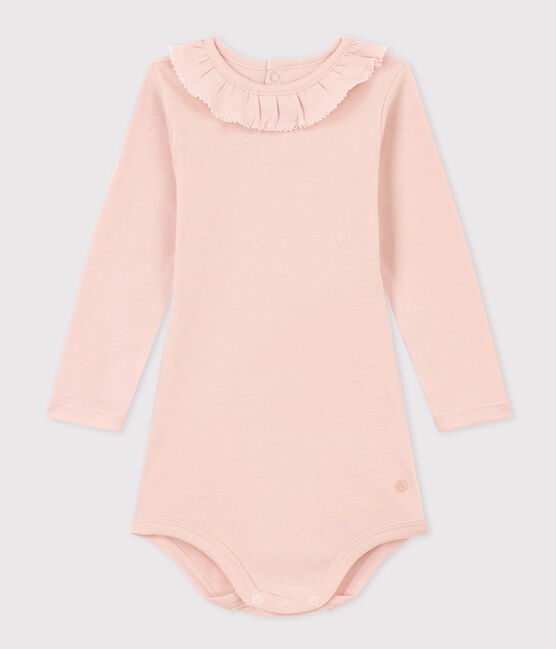 Body manches longues à collerette en coton bébé rose SALINE