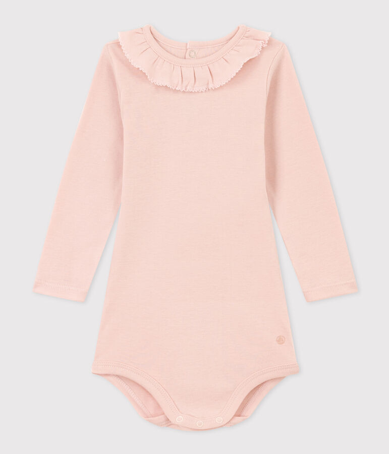 Babybody met lange mouwen en kraagje van katoen roze SALINE