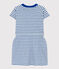Robe rayée en jersey flammé enfant fille blanc MARSHMALLOW/bleu PERSE